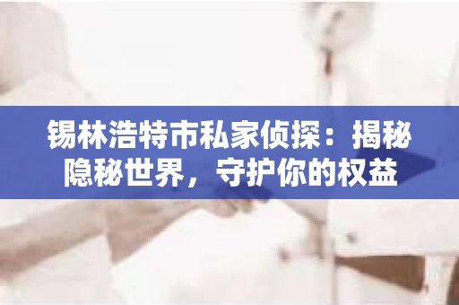 锡林浩特市私家侦探：揭秘隐秘世界，守护你的权益